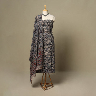 Black - 2pc pedana cotton unstitched kalamkari dress