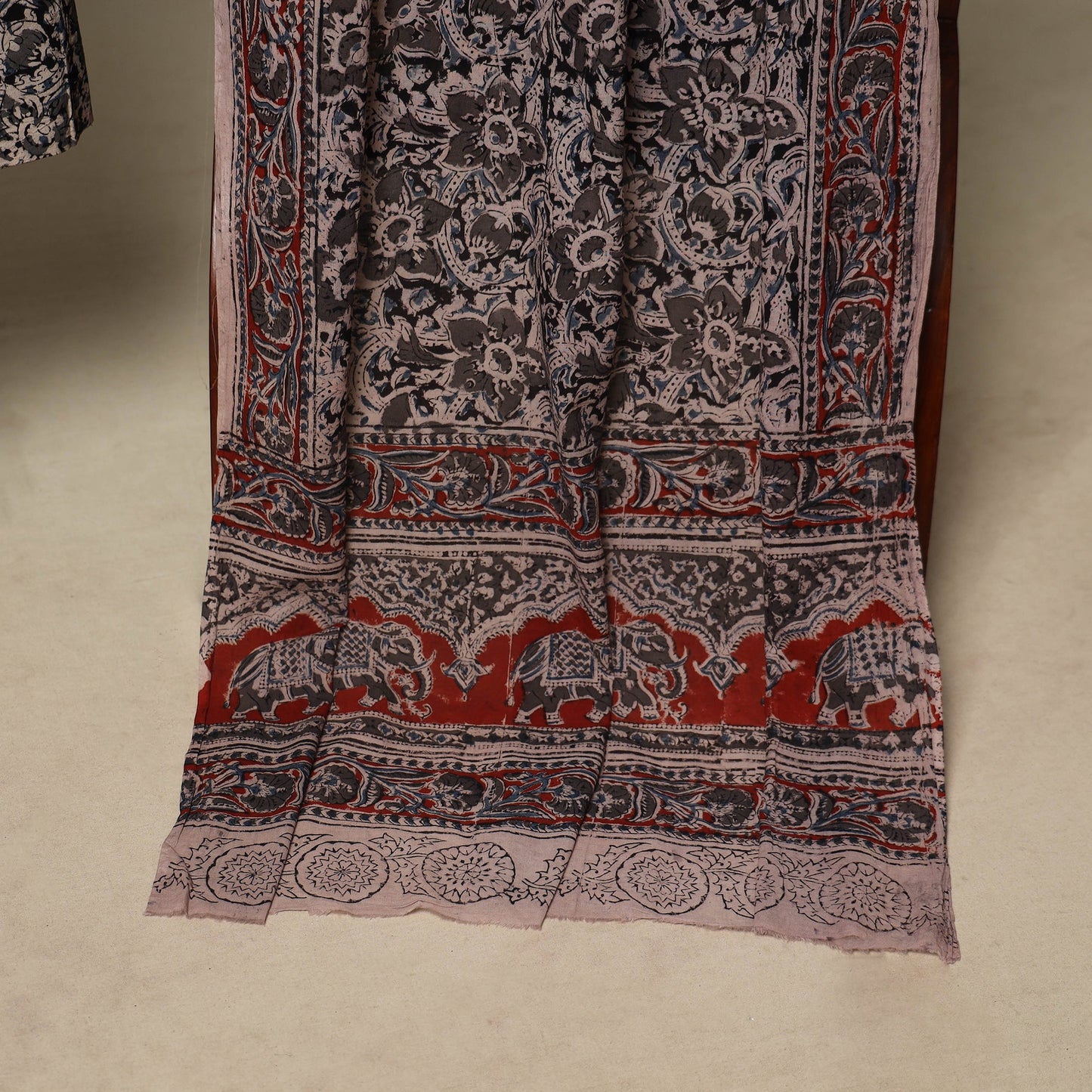 Black - 2pc pedana cotton unstitched kalamkari dress