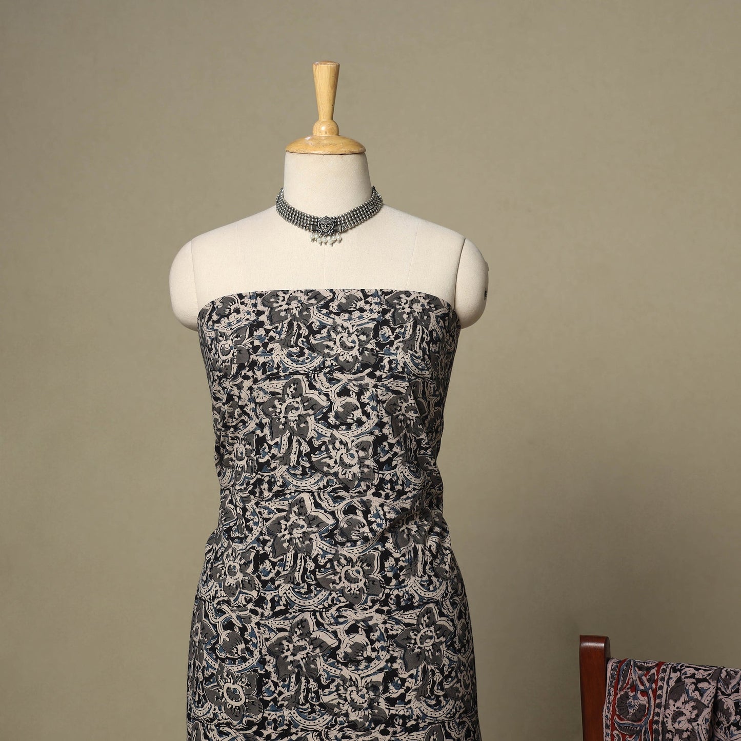 Black - 2pc pedana cotton unstitched kalamkari dress