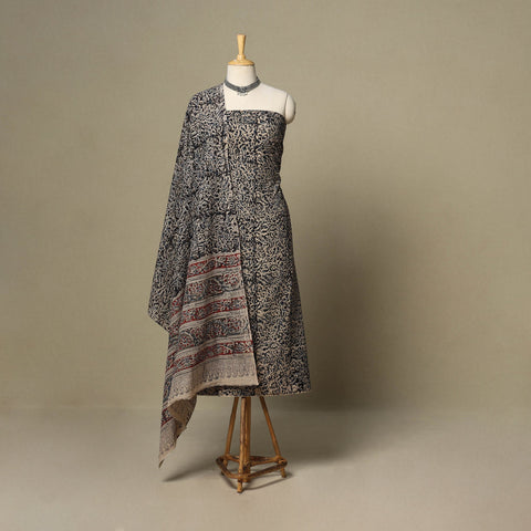Black - 2pc pedana cotton unstitched kalamkari dress