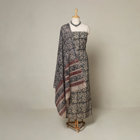 Black - 2pc pedana cotton unstitched kalamkari dress
