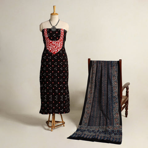 Buy 2pc Tie-Dye Cotton Bandhani Kurta with Ajrakh Dupatta