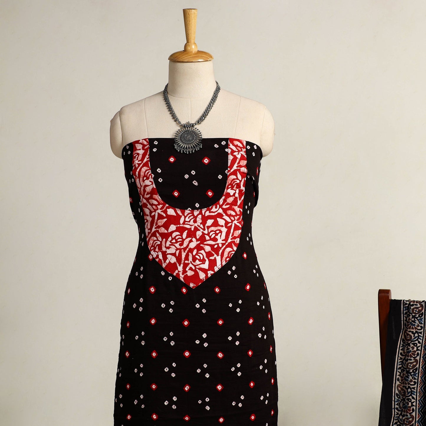 Buy 2pc Tie-Dye Cotton Bandhani Kurta with Ajrakh Dupatta