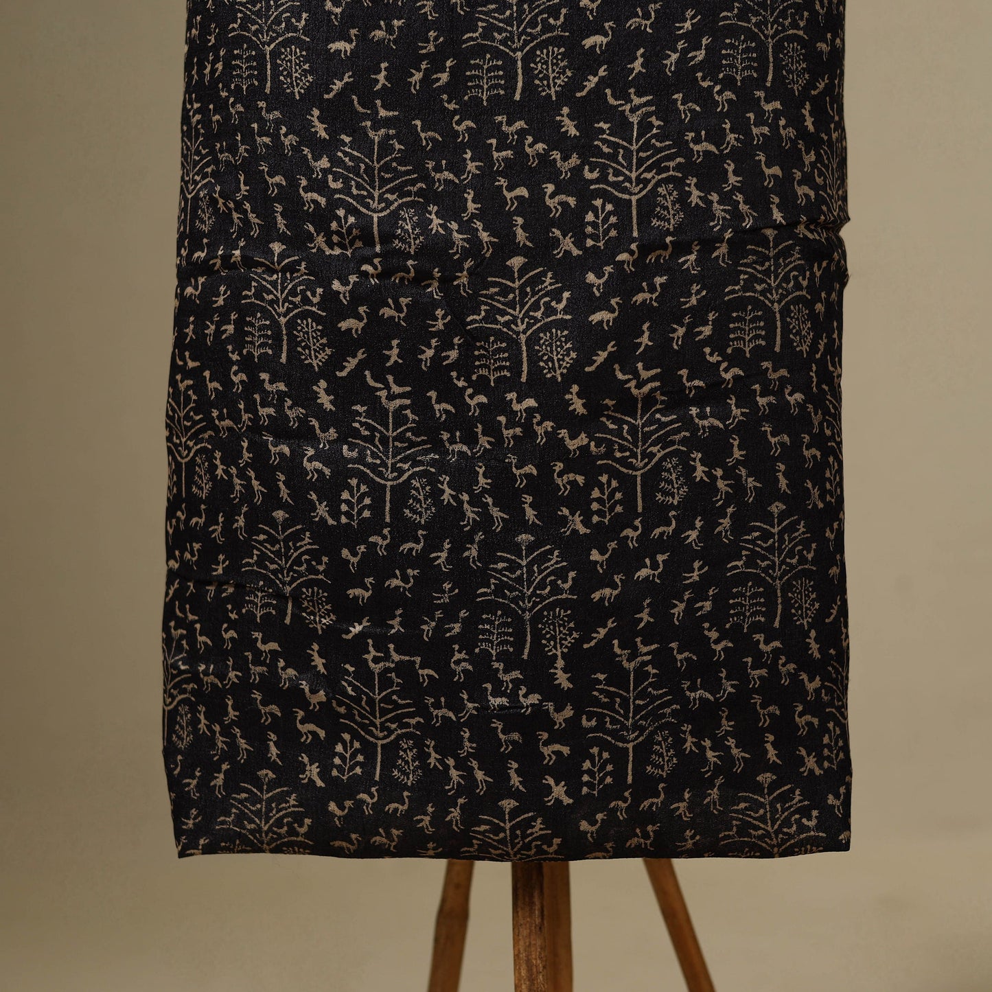 Black - 2pc tussar silk handloom unstitched dress material