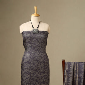 Black - 2pc tussar silk handloom unstitched dress material