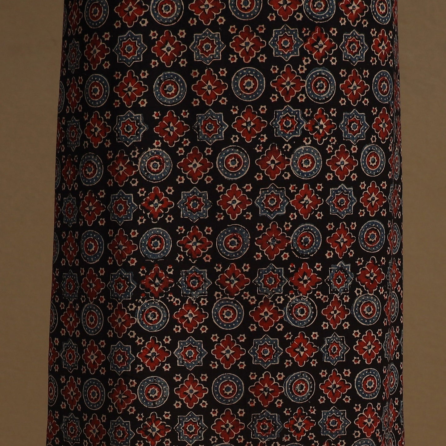 Black 2pc Unstitched Ajrakh Dress Material with Jewellery Set