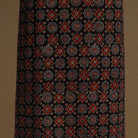 Black 2pc Unstitched Ajrakh Dress Material with Jewellery Set