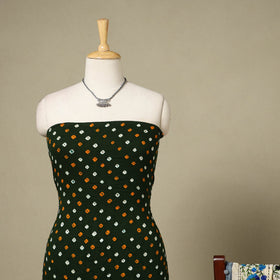 Black 2pc Unstitched Bandhani Dress Material with Jewellery Set