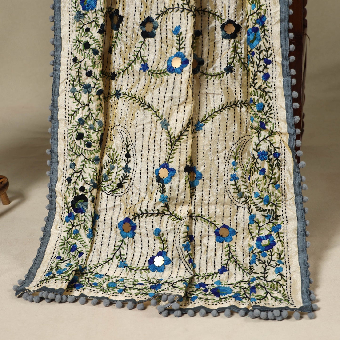 Black 2pc Unstitched Bandhani Dress Material with Jewellery Set