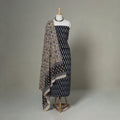 Black - 2pc unstitched cotton pochampally ikat dress
