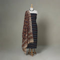 Black - 2pc unstitched cotton pochampally ikat dress