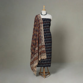 Black - 2pc unstitched cotton pochampally ikat dress