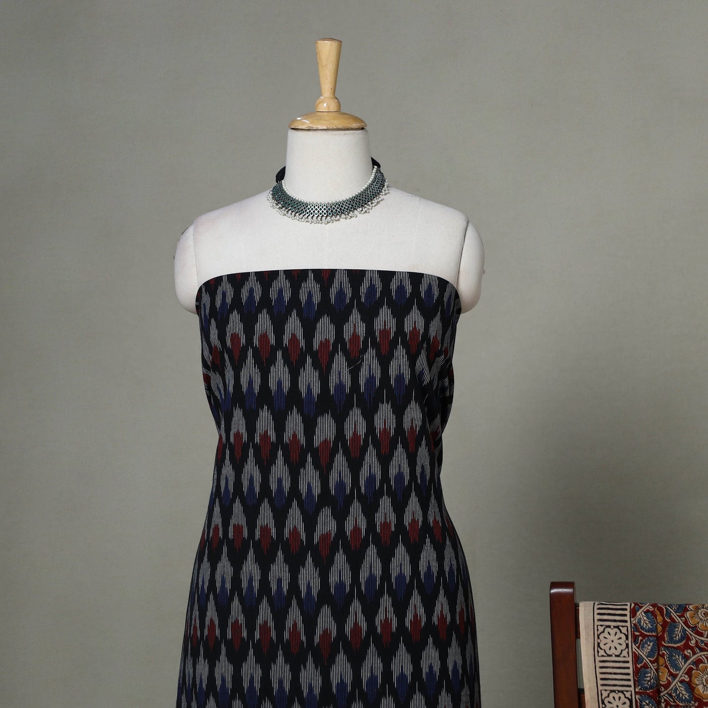 Black - 2pc unstitched cotton pochampally ikat dress