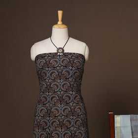 Black - 2pc unstitched dress material with jewellery set 02