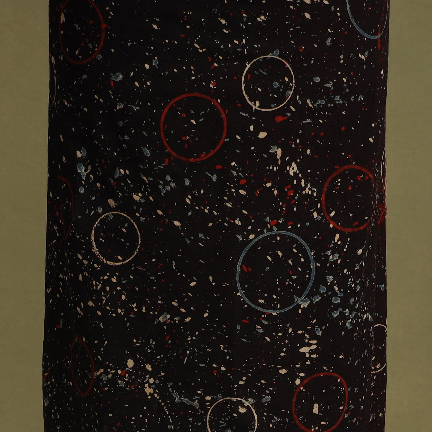 Black 2pc Unstitched Ajrakh Dress Material with Jewellery Set