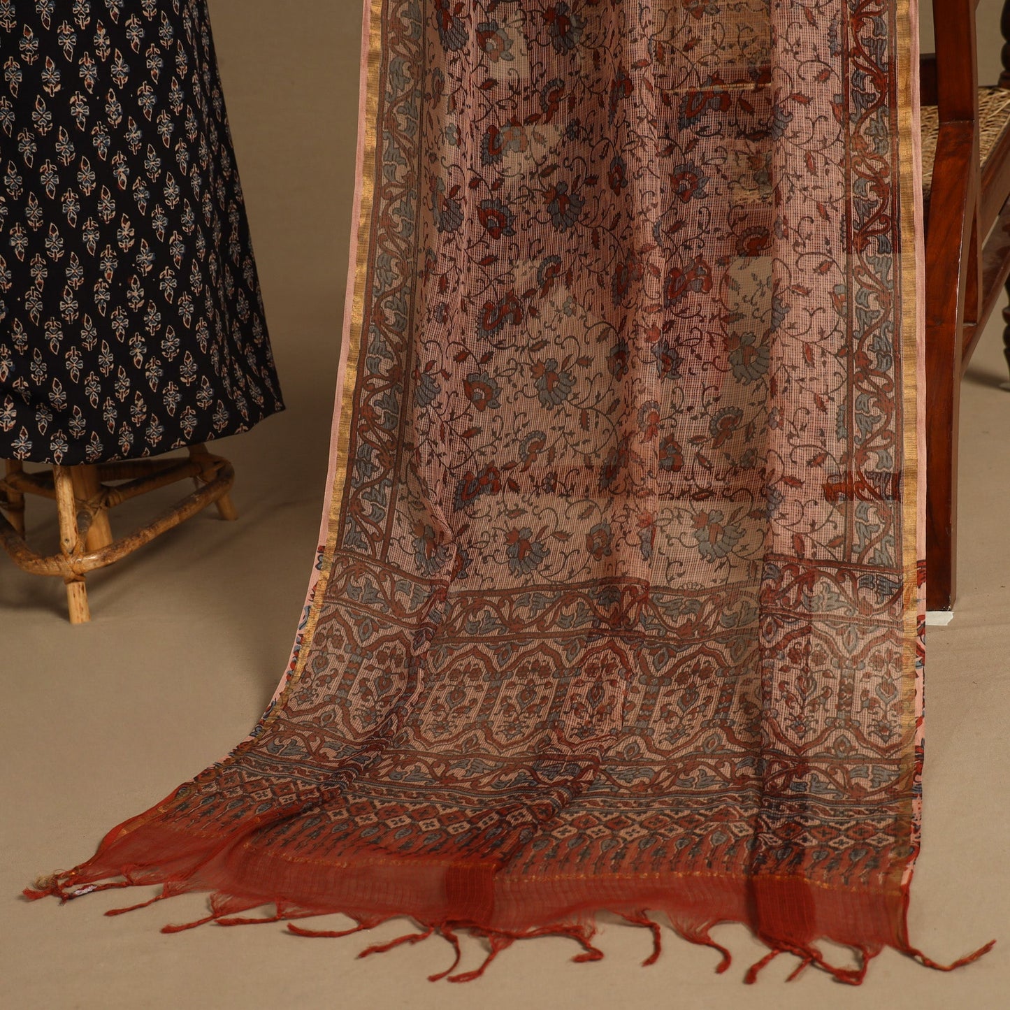 Black - 2pc unstitched dress material with jewellery set 21