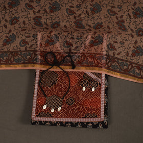 Black - 2pc unstitched dress material with jewellery set 21