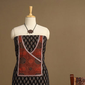 Black - 2pc unstitched dress material with jewellery set 21