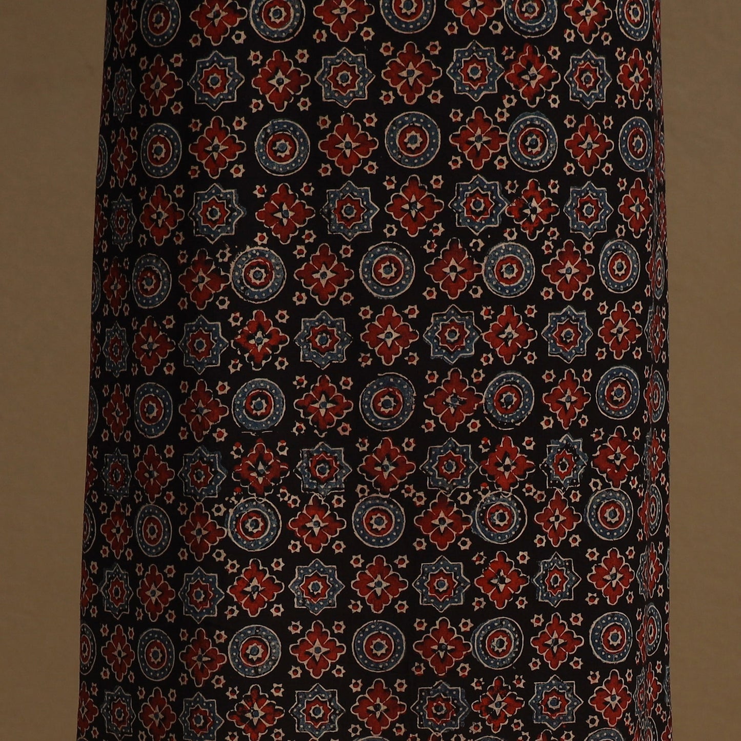 Black 2pc Unstitched Ajrakh Dress Material with Jewellery Set