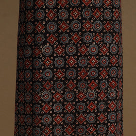 Black 2pc Unstitched Ajrakh Dress Material with Jewellery Set