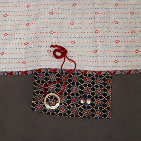 Black - 2pc unstitched dress material with jewellery set 32