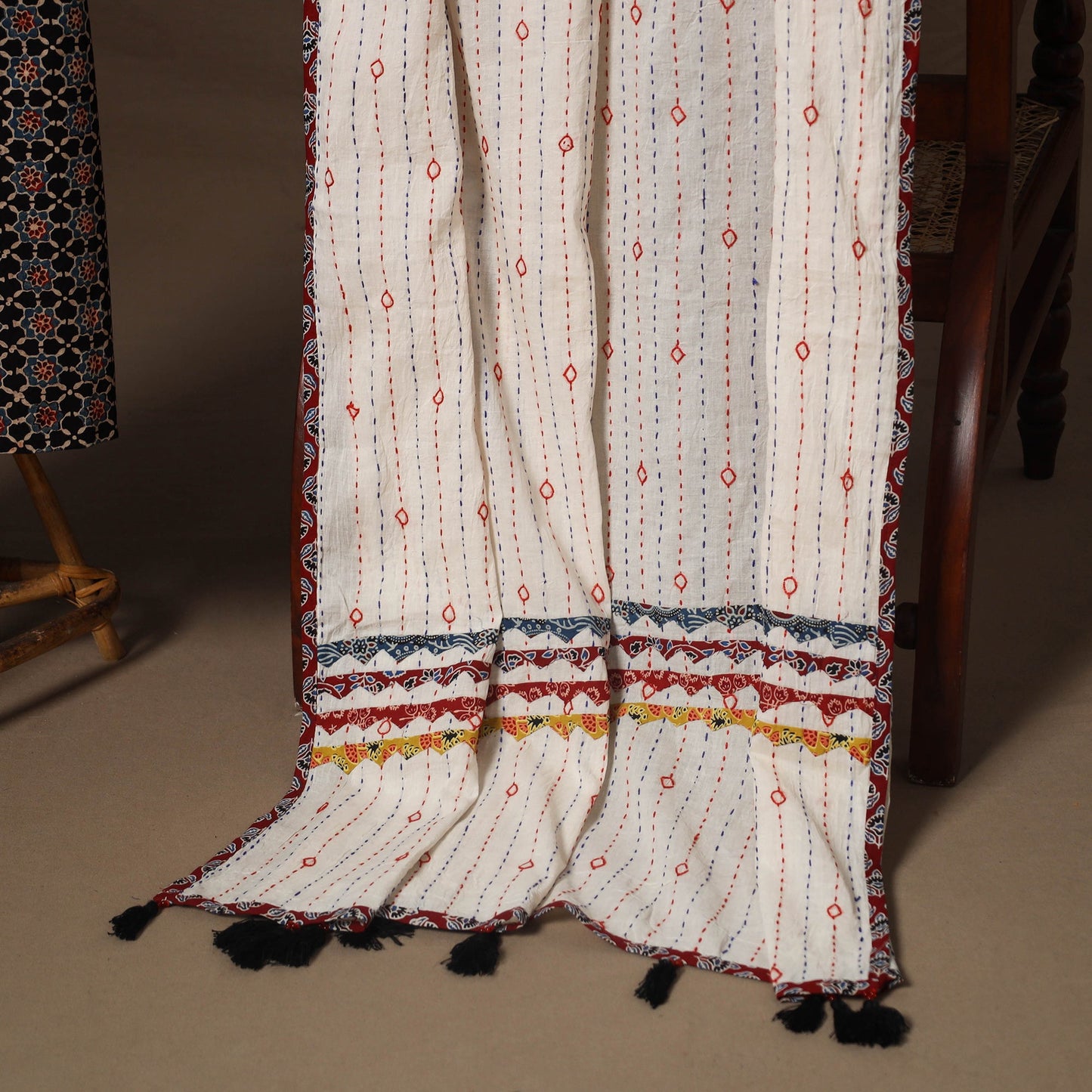 Black - 2pc unstitched dress material with jewellery set 32