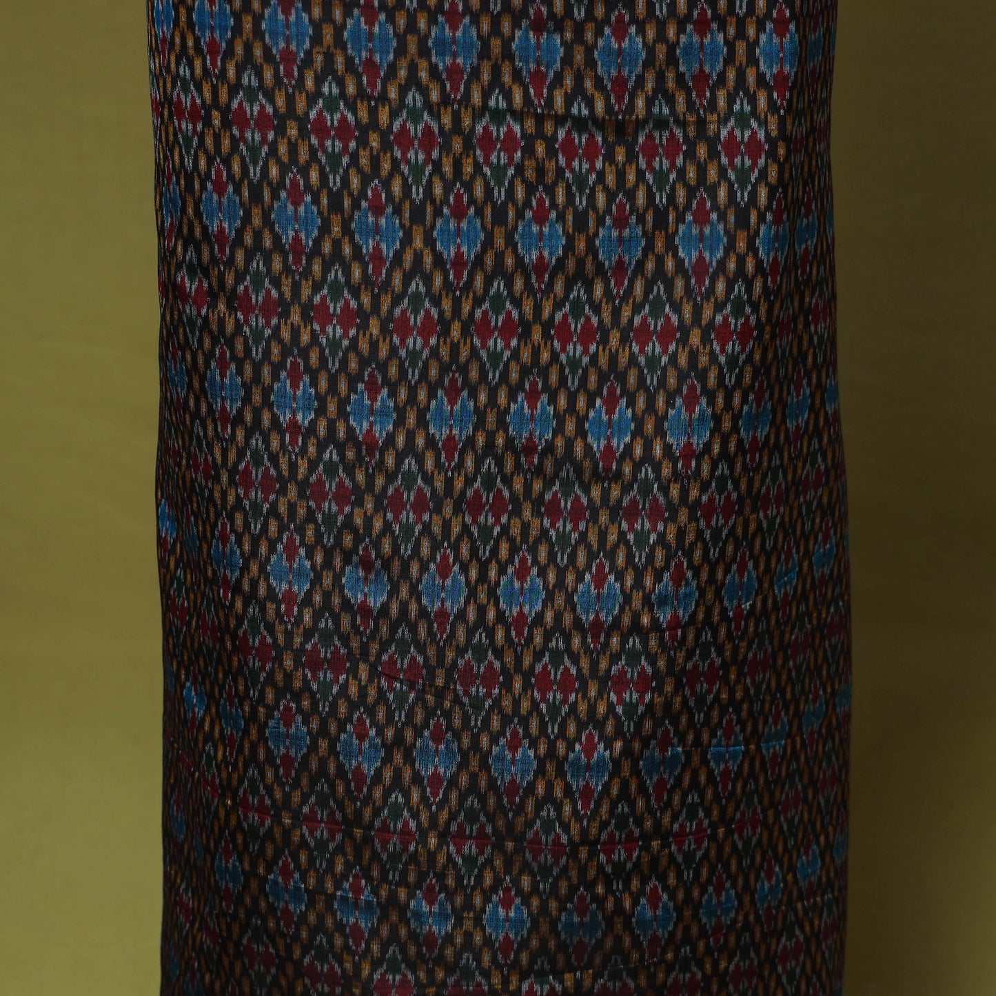 Black - 2pc unstitched handloom sico pochampally ikat dress