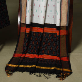 Black - 2pc unstitched handloom sico pochampally ikat dress
