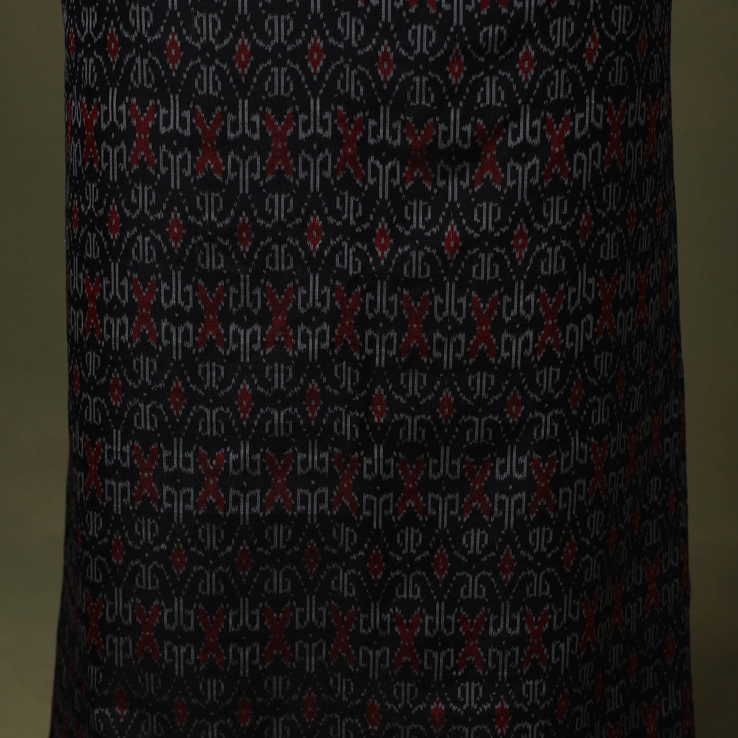 Black - 2pc unstitched handloom sico pochampally ikat dress