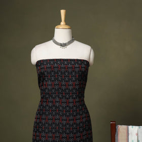 Black - 2pc unstitched handloom sico pochampally ikat dress