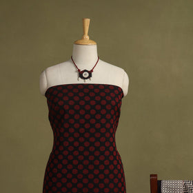 Black 2pc Unstitched Jacquard Dress Material with Jewellery Set