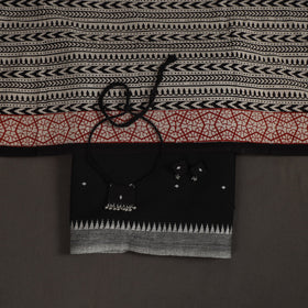 Black 2pc Unstitched Jacquard Dress Material with Jewellery Set