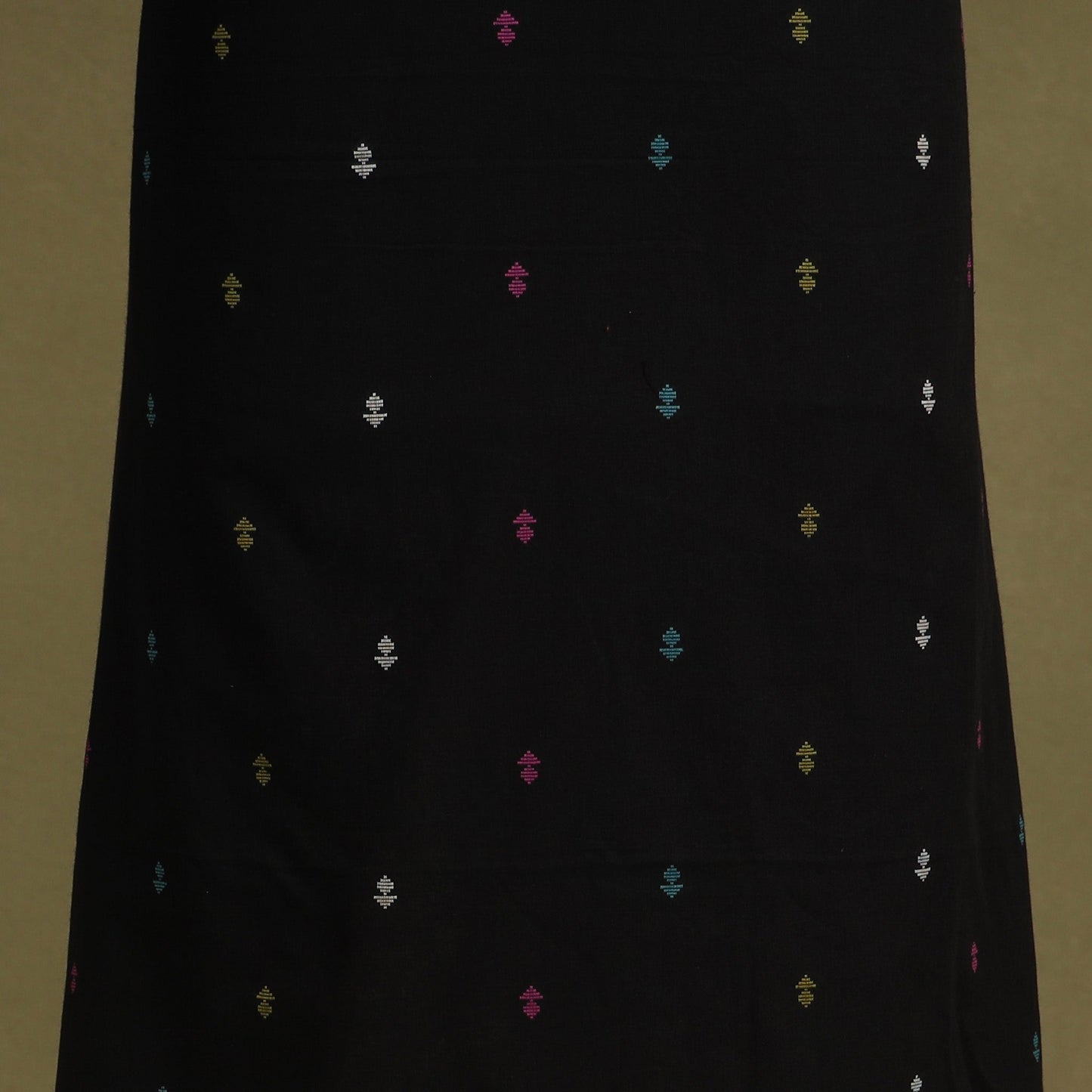 Black 2pc Unstitched Jacquard Dress Material with Jewellery Set