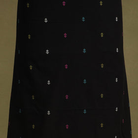 Black 2pc Unstitched Jacquard Dress Material with Jewellery Set