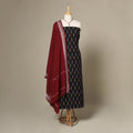 Black - 2pc unstitched pochampally double ikat dress