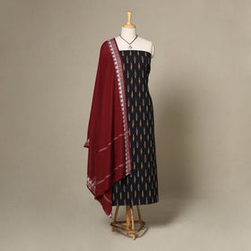 Black - 2pc unstitched pochampally double ikat dress