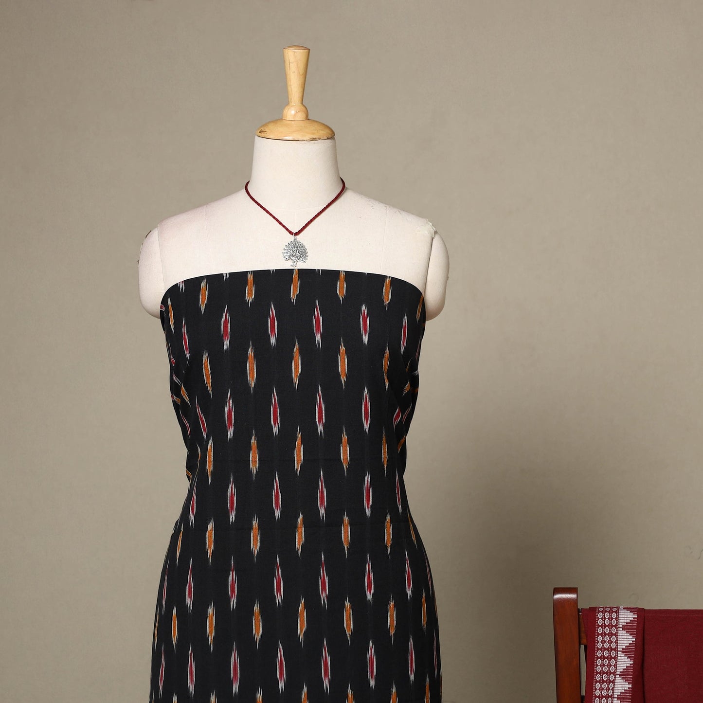 Black - 2pc unstitched pochampally double ikat dress