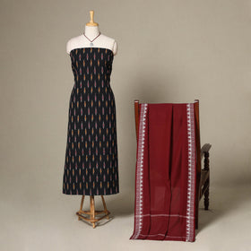 Black - 2pc unstitched pochampally double ikat dress