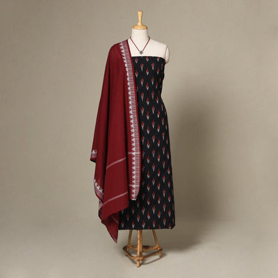 Black - 2pc unstitched pochampally double ikat dress