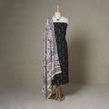 Black - 2pc unstitched pochampally ikat dress material