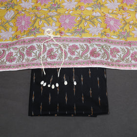 Black - 2pc unstitched pochampally ikat dress material