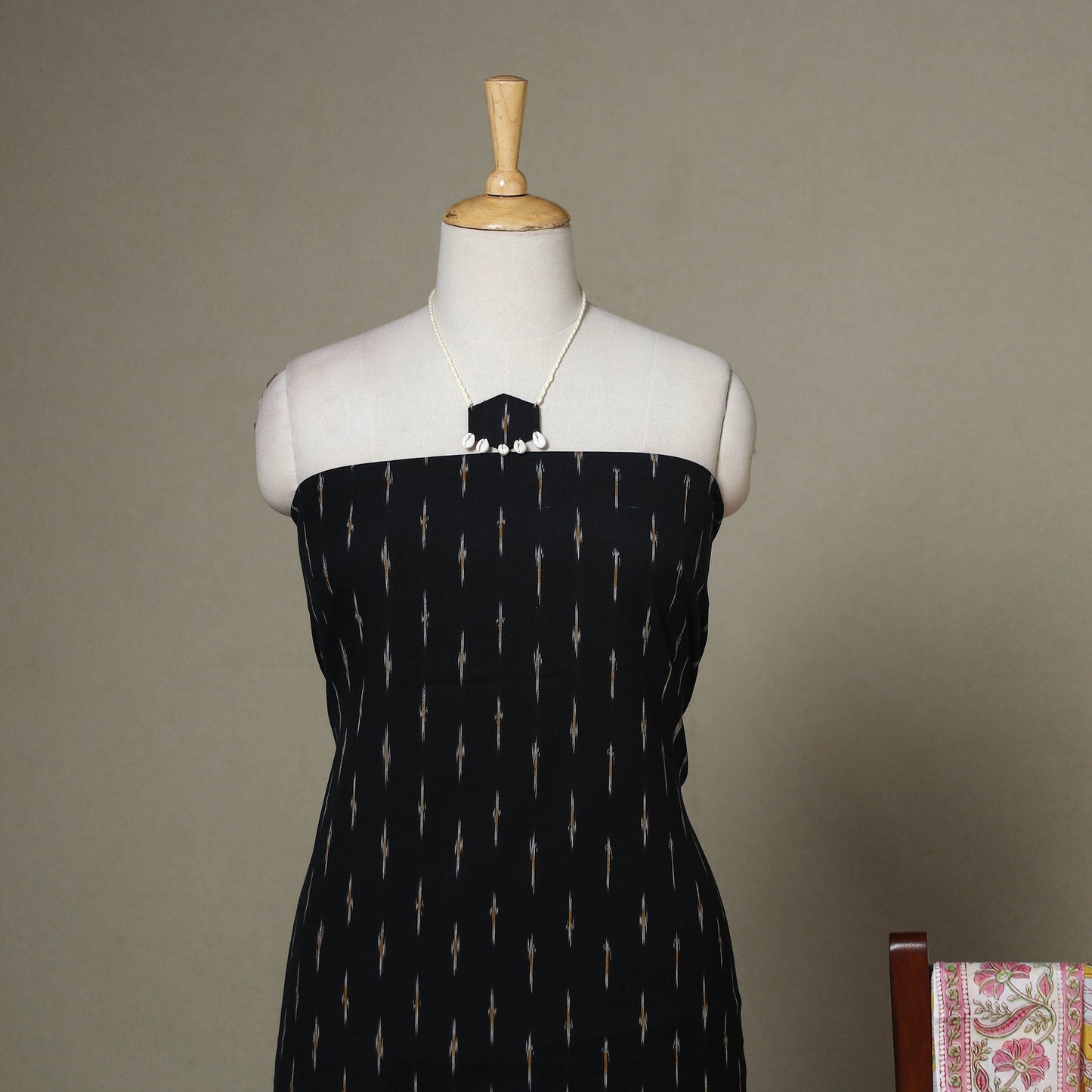 Black - 2pc unstitched pochampally ikat dress material