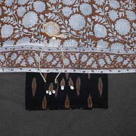 Black - 2pc unstitched pochampally ikat dress material