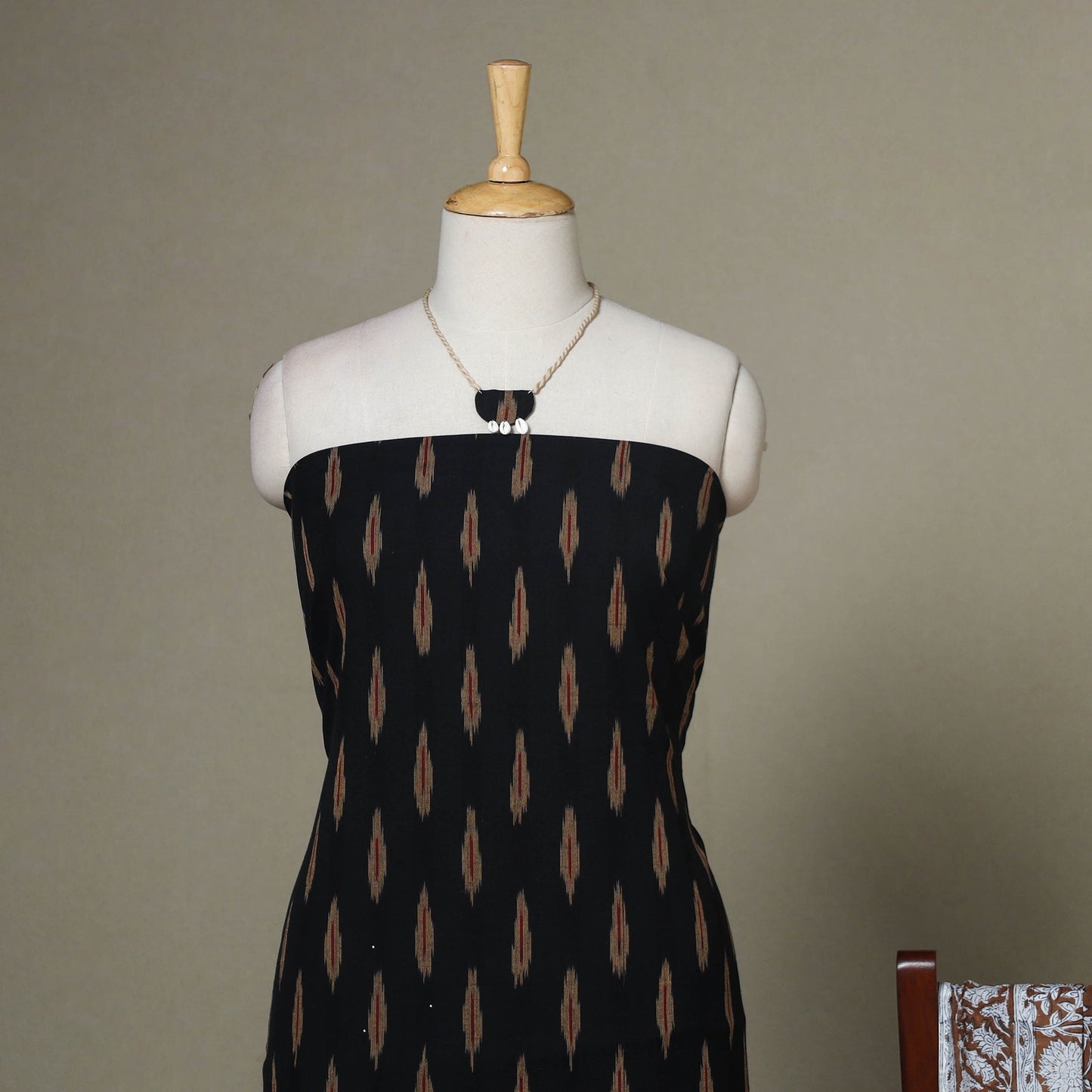 Black - 2pc unstitched pochampally ikat dress material