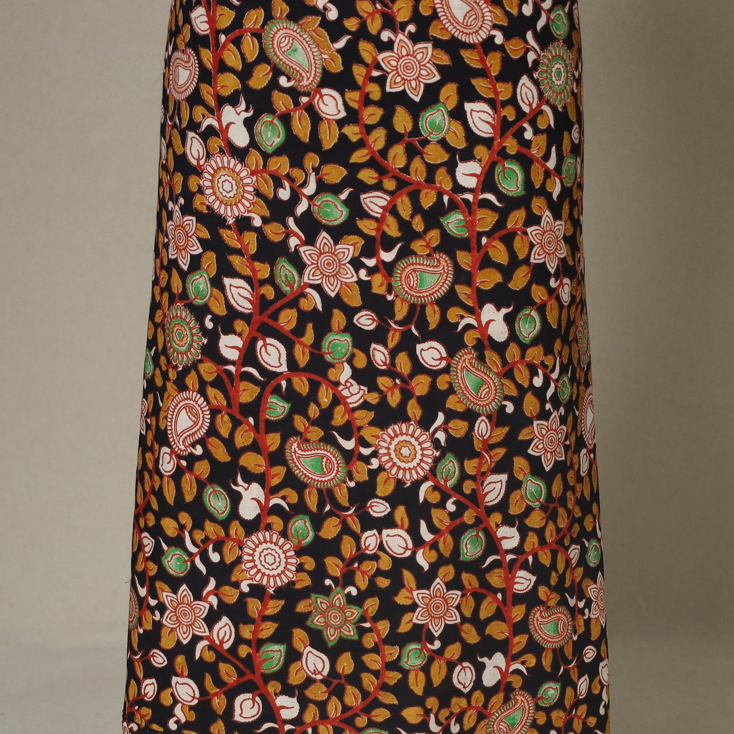 Black - 2pc unstitched printed cotton kalamkari dress