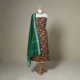Black - 2pc unstitched printed cotton kalamkari dress