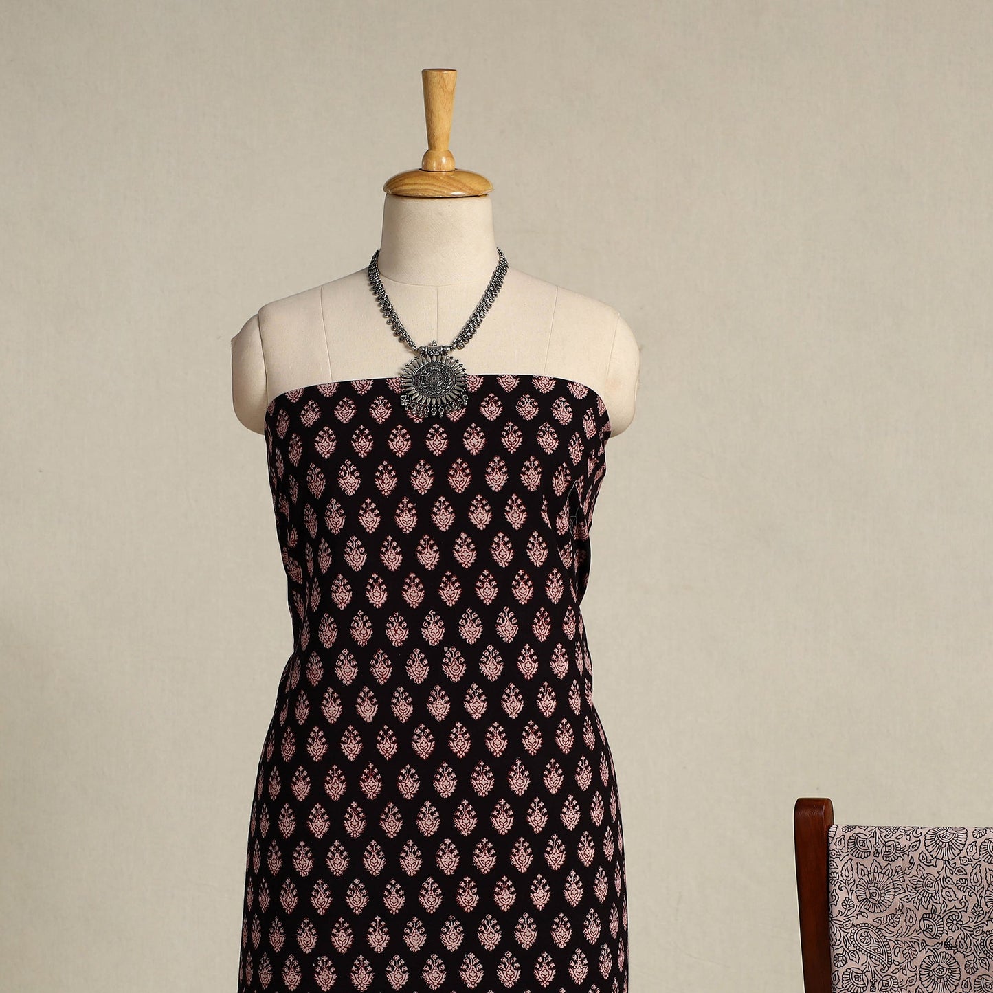 Black 3pc Bagh Print Cotton Dress Material Set