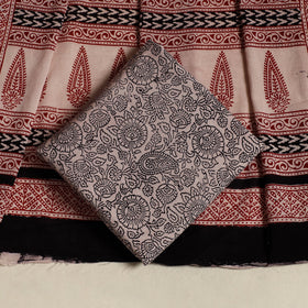 Black 3pc Bagh Print Cotton Dress Material Set