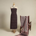 Black 3pc Bagh Print Cotton Dress Material Set