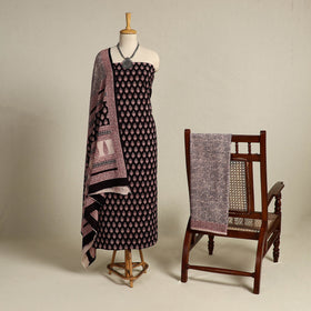 Black 3pc Bagh Print Cotton Dress Material Set